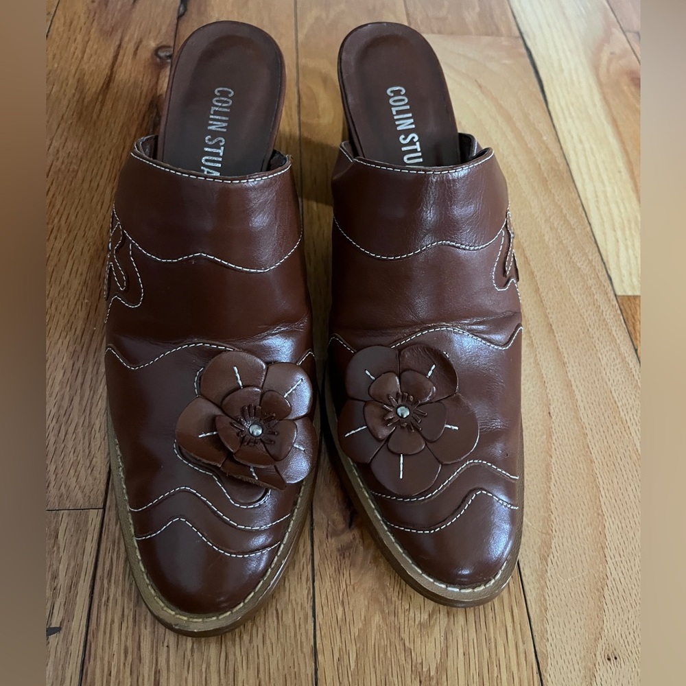Colin Stuart Heeled Mules Clogs Floral‎ Size 8